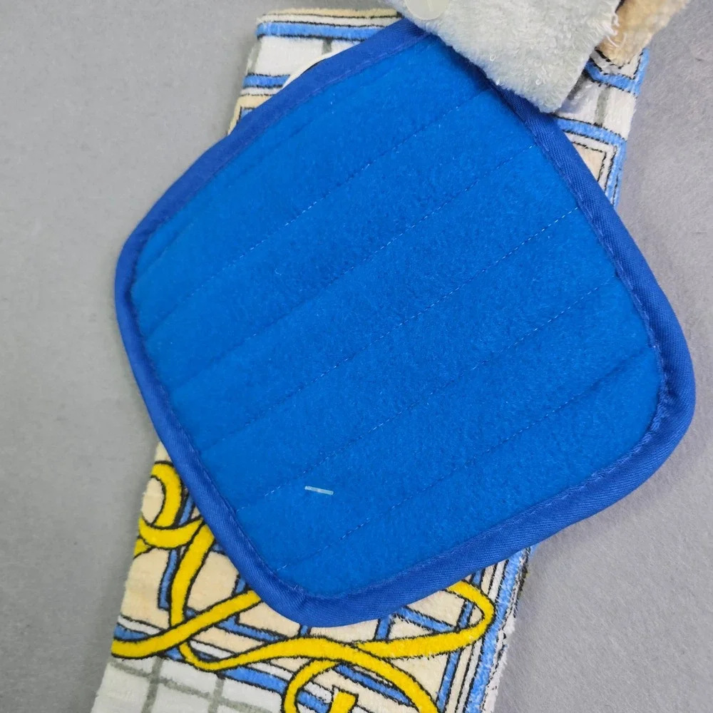 Vintage Jay Franco Kitchen Set 3pc Blue Pasta Velour Towel Dish Cloth Pot Holder